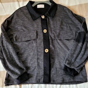 Sugarfox collared button down sweater top